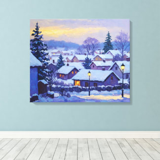 Impressão Em Tela Snowy Forest Village