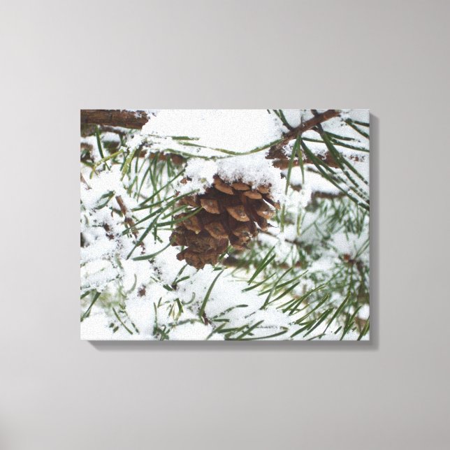 Impressão Em Tela Snowy Pine Cone I Winter Nature Photoshop (Frente)