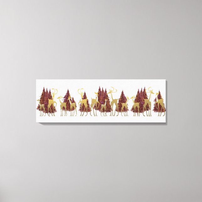 Impressão Em Tela Snowy Winter Deer in Woded Forest (Frente)