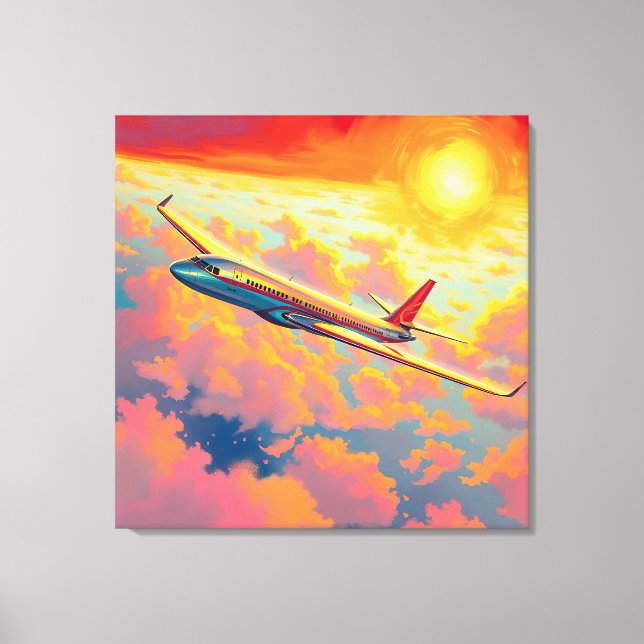Impressão Em Tela Soaring Airplane - Vibrant Painterly Style Art (Frente)