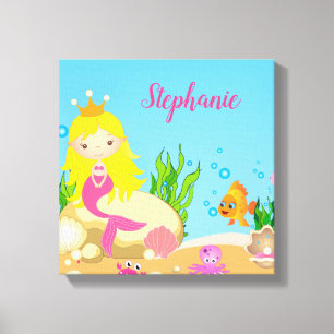 Impressão Em Tela Sob o nome personalizado de Sereia Loura-de-Foca-b