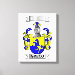 Impressão em Tela Sobrenome e Escudo Greco