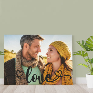 Impressão Em Tela Sobreposição de Caligrafia de Amor Foto Personaliz