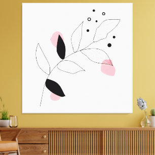 Impressão Em Tela Soft Botanica – Arte de Linha de Folha Minimalista