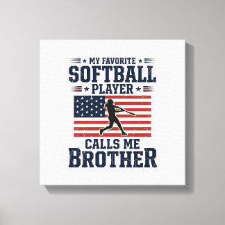 Impressão Em Tela Softball Brother Patriotic Vintage Engraving Shirt