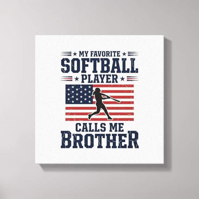 Impressão Em Tela Softball Brother Patriotic Vintage Engraving Shirt (Frente)