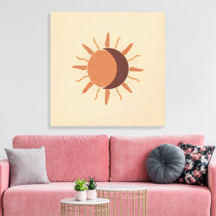 Impressão Em Tela Sol e Lua – Boho Celestial Equilíbrio Sagrado