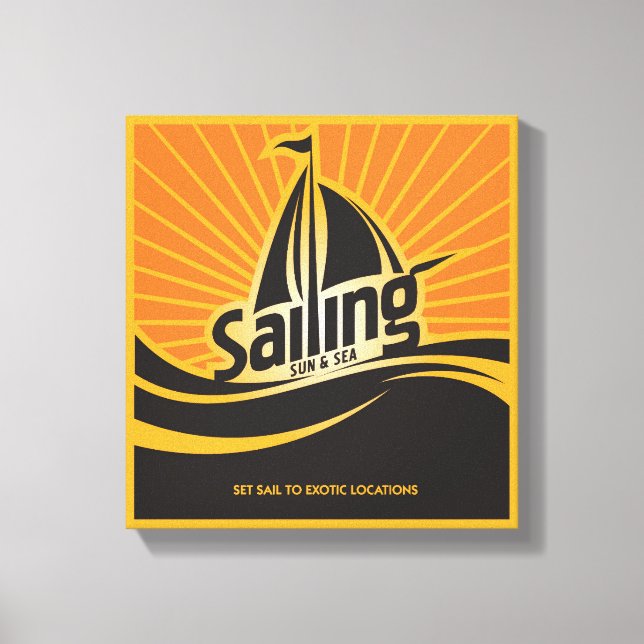 Impressão Em Tela Sol E Mar À Vela (Frente)