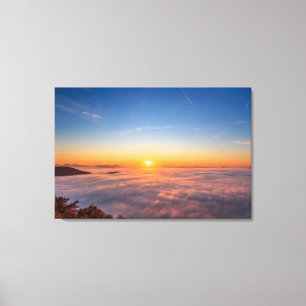 Impressão Em Tela Sol pingando acima das nuvens pela manhã