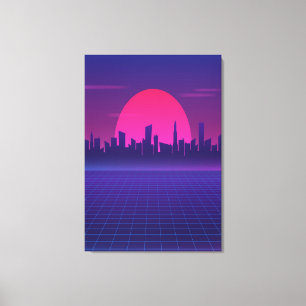 Impressão Em Tela Sol retrô dos anos 80
