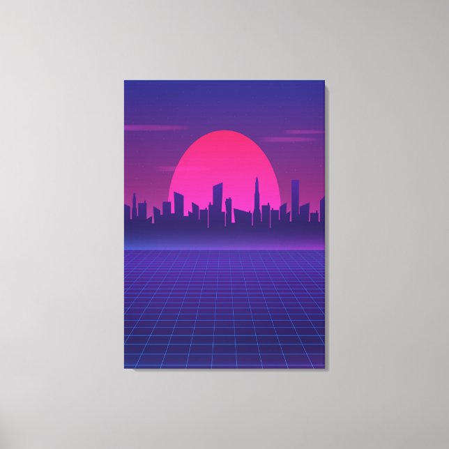 Impressão Em Tela Sol retrô dos anos 80 (Frente)