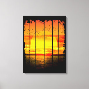 IMPRESSÃO EM TELA SOL SIMPLES DE OCEANO