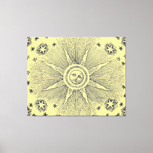 Impressão Em Tela Sol venenoso e estrelas céu medieval celeste draw