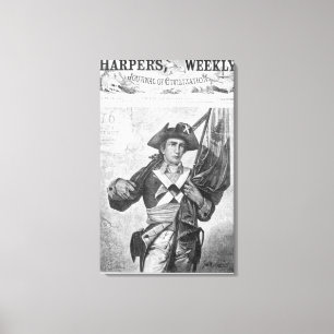 Impressão Em Tela Soldado continental segurando uma bandeira de mosq