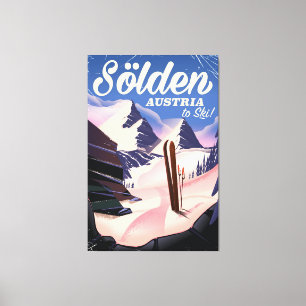 Impressão Em Tela Sölden Austria vintage ski poster