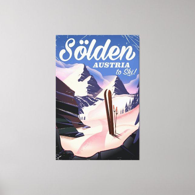 Impressão Em Tela Sölden Austria vintage ski poster (Frente)