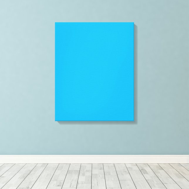 Impressão Em Tela Solid Cyan Blue Background | Summer Minimal Style (Insitu(piso de madeira))