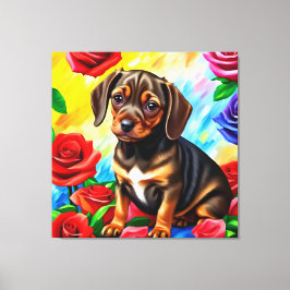 Impressão Em Tela Solitário Dachshund Pug Puppy Dog Arte