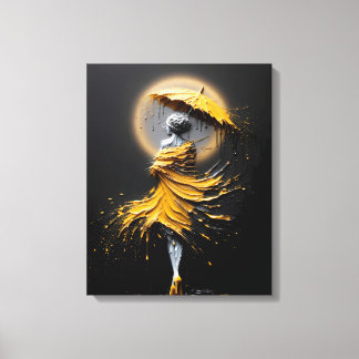 Impressão Em Tela Sombra de Guarda-chuva Amarelo Impasto