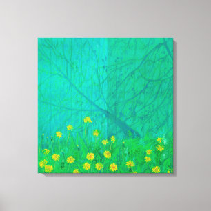 Impressão Em Tela Sombras e Dandeliões de Árvore, Pintura de Flores 