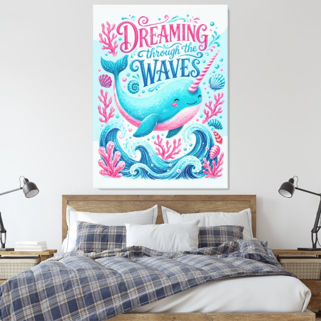 Impressão Em Tela Sonhando através das ondas  (Insitu(Quarto))