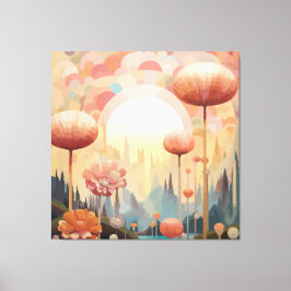 Impressão Em Tela Sonho Botânico Cubista Paisagem abstrata