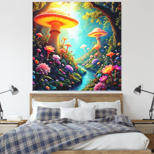 Impressão Em Tela Sonho Encantado de Floresta de Mushroom