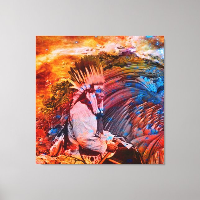 Impressão Em Tela Sonho Nativo Americano (Frente)