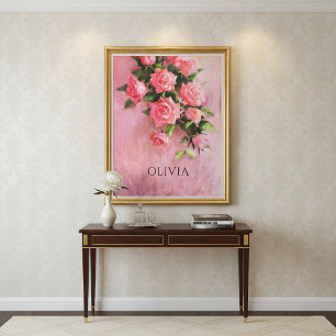Impressão Em Tela Sonho Personalizado em Tons de Rosa