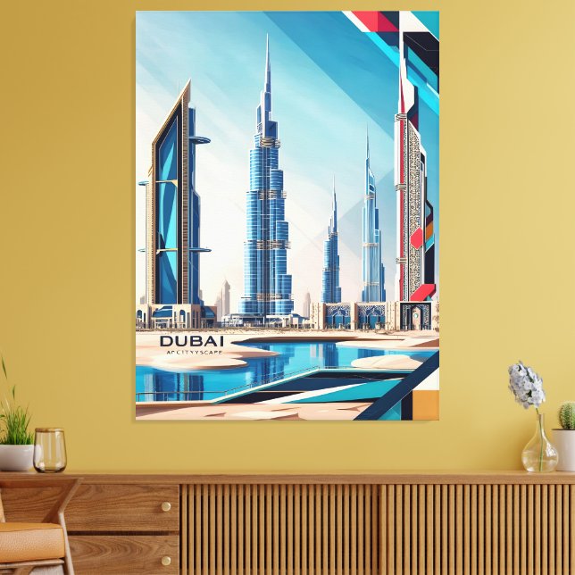 Impressão Em Tela Sonho Skyline de Dubai (Insitu(Sala de estar))