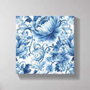 Impressão Em Tela Sonhos Azuis Chinoiserie Aquarela Floral