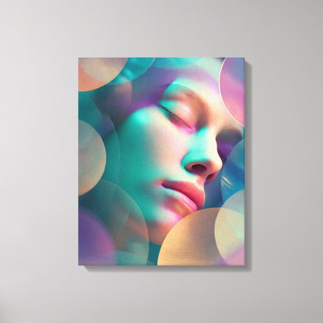 Impressão Em Tela Sonhos Geométricos Mulher Adormecida Abstrata Tela (Frente)