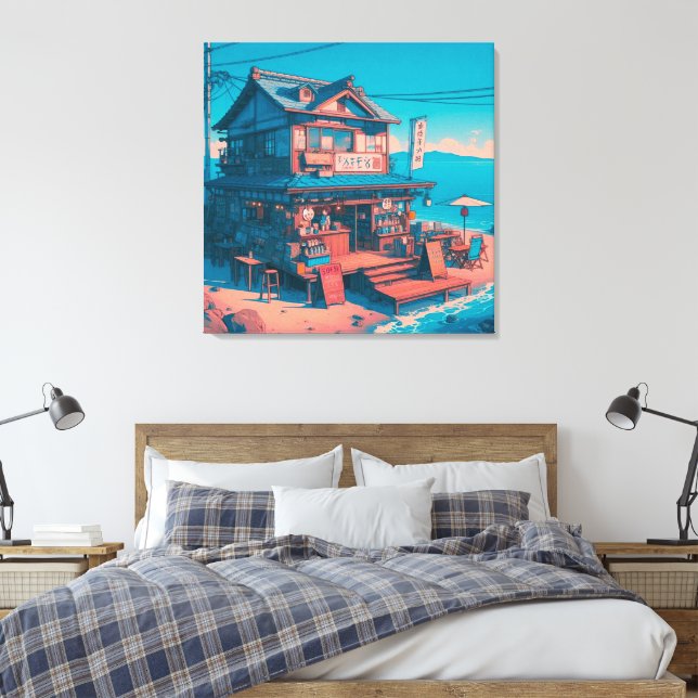 Impressão Em Tela Sonhos Lofi à Beira-Mar (Insitu(Quarto))