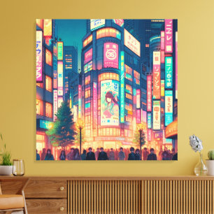 Impressão Em Tela Sonhos Neon de Shibuya