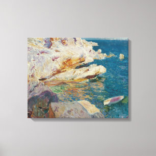 Impressão Em Tela Sorolla-Rocha de Joaquin de Javea e do barco