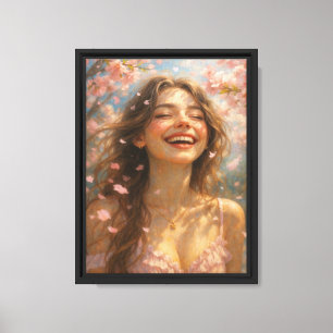 Impressão Em Tela Sorriso de Primavera com Flores de Cerejeira em Te