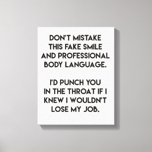 Impressão Em Tela Sorriso falsificado - engraçado, citações