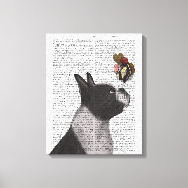 Impressão Em Tela Sorvete de Boston Terrier (Frente)