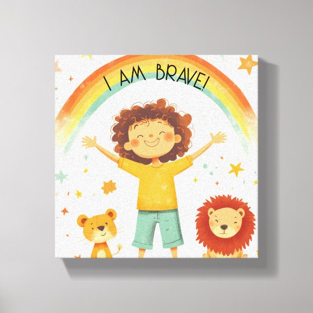 Impressão Em Tela Sou Corajoso - Afirmação De Crianças (Frente)