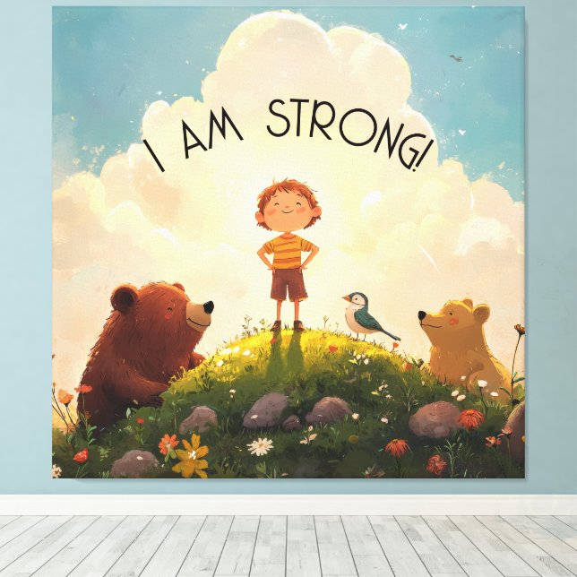Impressão Em Tela Sou Forte Afirmação De Meninos (Insitu(piso de madeira))