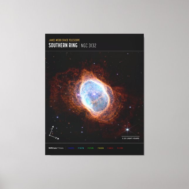 Impressão Em Tela Southern Ring Nebula Space James Webb Telescópio (Frente)