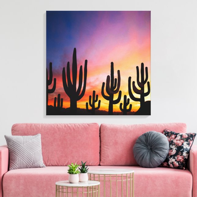 Impressão Em Tela Southwestern Desert Landscape Cactus Sunrise Image (Insitu(Sala de estar))