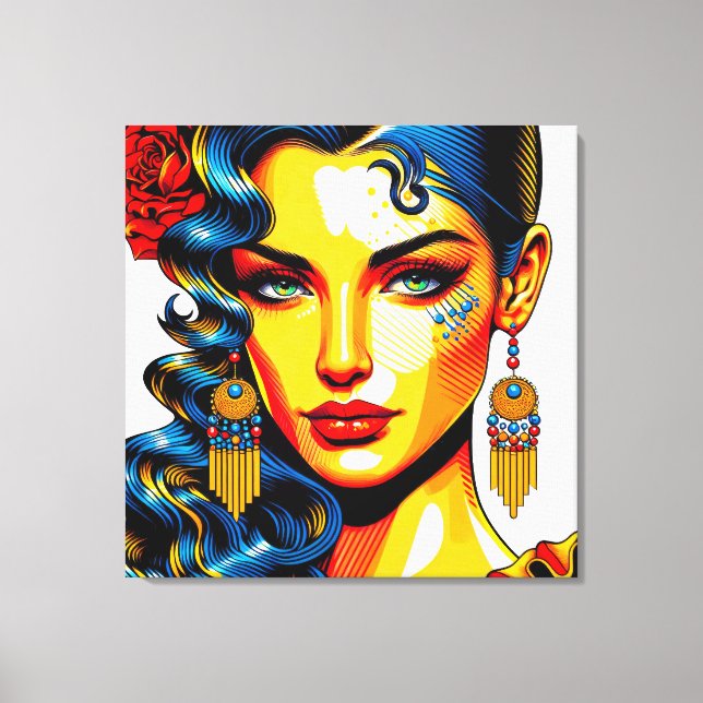 Impressão Em Tela Spanische Schönheit - Pop Farben Portrait (Frente)
