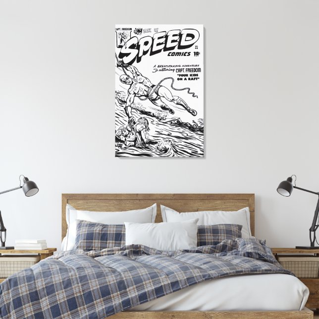 Impressão em tela SPEED Comics dos anos 40 (Insitu(Quarto))