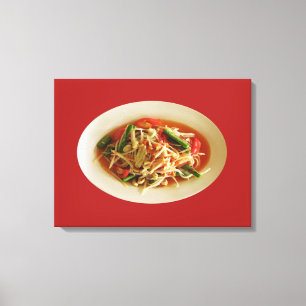 Impressão Em Tela Spicy Papaya Salad [Som Tam] ... Comida tailandesa