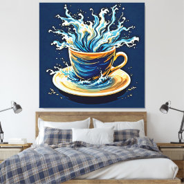 Impressão Em Tela Splash Oceânico de Café