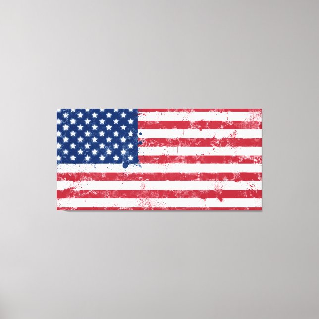 Impressão Em Tela Splatter Painted American Flag (Frente)