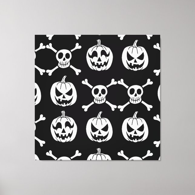 Impressão Em Tela Spooky Halloween Pattern (Frente)