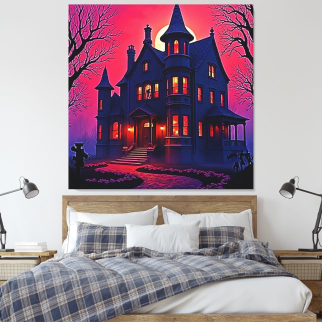 Impressão Em Tela Spooky Haunted House em Dusk Design (Insitu(Quarto))
