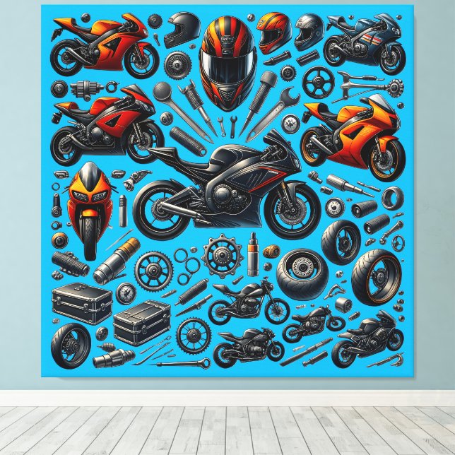 Impressão Em Tela Sports Motorcycles : Speed and Performance (Insitu(piso de madeira))